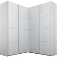 rauch Schwebetürenschrank Schrank Garderobe Eckkleiderschrank QUADRA Front in Dekor/Hochglanz (in den Höhen 210/229 cm, inkl. Soft-Close-Funktion) großer Eckschrank mit viel Stauraum, Maß 181x187 cm MADE IN GERMANY
