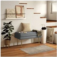 HOMCOM Sitzbank Polsterbank mit Stauraum, Samtoptik, Schuhbank, Aufbewahrungsbank (Aufbewahrungsbank, 1-St., Schuhbank), für Wohnzimmer, Schlafzimmer, Grau, 79,5 x 37,5 x 43 cm
