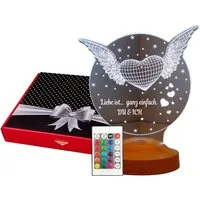 Geschenkelampe Nachttischlampe Fliegendes Herz 3D mehrfarbige Nachtlicht Hochzeitsgeschenk, Leuchte 7 Farben fest integriert, Valentinstagsgeschenk für Ehefrau, Sie, Partner, Freundin