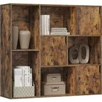 Woltu Bücherregal, 1-tlg., Weiß, mit 8 Fächern 3 Türen, für Büro Wohnzimmer Arbeitszimmer