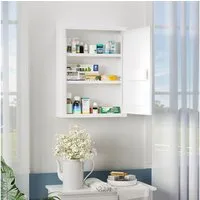 Kleankin Medizinschrank Apothekerschrank mit 3 Fächern 2 Schlüsseln (Erste Hilfe Schrank, 1-St., Medikamentenschrank) Stahl, Weiß, 40 x 15 x 53,5 cm