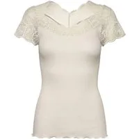 rosemunde Spitzenshirt Beatha Lace Capsleeve T-Shirt mit Seide wunderschöne elastisch weiche Vintage-Spitze an Ausschnitt und Ärmeln