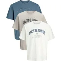 Jack & Jones Print-Shirt stilvolle Slim-Fit und Regular Shirts (Spar Set, 3er-Pack) Shirts mit Printaufdruck aus Baumwolle