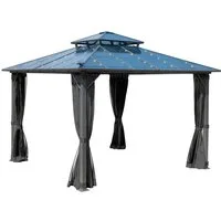 BRAST Pavillon Aluminium Pagode 3,5x3,5m viele Modelle, wahlweise LEDs, inkl. Moskitonetz, festes Dach, wasserdicht, stabil, UV-Schutz