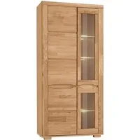 OTTO home Vitrine DENIS70, Wohnzimmer, viel Stauraum, verstellbaren Einlegeböden, geölt B/T/H:90/40/190cm, Front Eiche massivholz,geölt, 10 Fächer, Grifflos