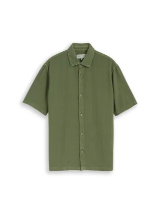 Denim Tom Tailor - Relaxed Fit Kurzarmhemd mit Waffelstruktur oak leaf green - Gr. - XL