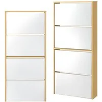 en.casa Schuhschrank »Vogar« mit 4 verspiegelten Türen 134x63x17 cm Eichenoptik