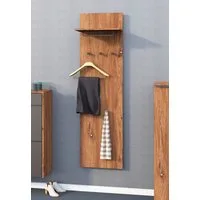 borchardt Möbel Garderobenpaneel Tom, Höhe 160 cm, 5 Haken, Kleiderstange aus Metall, Hutablage