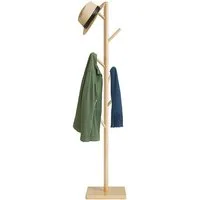 relaxdays Garderobenständer Holz 8 Hake, natur
