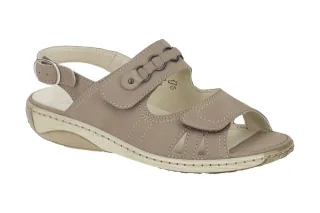 Waldl?ufer 210004 GARDA Damen Sandale Braun-Beige Klettverschluss Keilabsatz