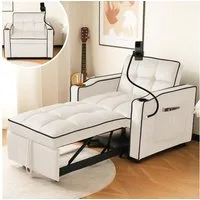 Merax Schlafsofa mit 3-in-1 Bettfunktion, 1 Teile, Loungesessel mit Getränke- & Handyhalter, Ausziehbares Sofa Liegestuhl