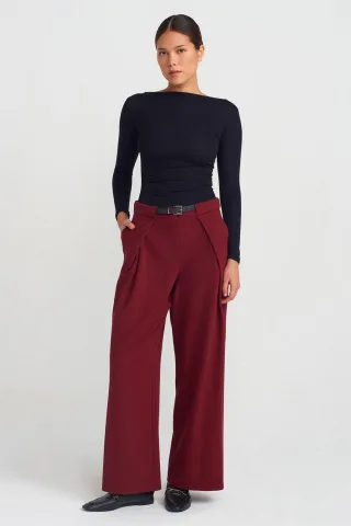 Frauen weite Crepe-Hose mit Gürtel