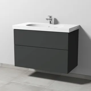 Sanipa 3way Waschtischunterbau zu Geberit Acanto Waschtisch mit 2 Auszügen, Graphit-Matt SP4181B