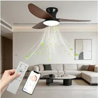 OYLCDI Deckenleuchten Leise Deckenventilator LED Deckenleuchte,ventilatoren, APP-Kontrolle,Fernbedienung, Warmes weißes Licht, neutrales weißes Licht, kaltes weißes Licht, 6 einstellbare Gänge, Leuchte/ Ventilator getrennt schaltbar