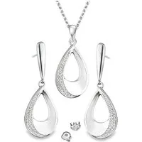 Limana Schmuckset 925 Sterling Silber Kette hängende Ohrringe Ohrstecker Anhänger (inkl. Schmuckbox mit Herz "Für Dich" Gravur), Geschenk Set Geschenkset Idee für Sie Frauen Damen Freundin Mutter