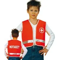 Fries Arzt-Kostüm Kinder Spielweste Weste Notarzt Orange Gr. 104 bis 128 Karneval, Mit Notarzt Aufdruck