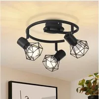 ZMH Deckenleuchten 3 Flammig Deckenspot Rund Industrial Retro E14 Schwenkbar Schlafzimmer, Einzigartige Design, LED fest integriert, Schwenkbar
