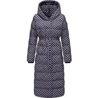 Ragwear Steppmantel Niara Long Print wasserdichter Mantel mit angesagtem Hahnentritt Muster