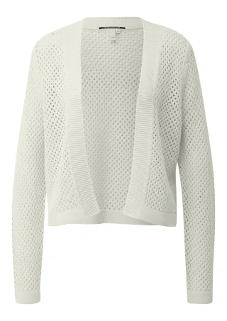 Q/S designed by - Kurze Strickjacke mit modischem Lochmuster weiß - Gr. - XL