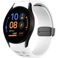 Wigento Smartwatch-Armband Für Samsung Galaxy Watch FE / 6 / 5 / 4 40mm Design Silikon Band Weiß
