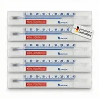 Lantelme Kühlschrankthermometer 5 Stück Set Waagrecht Selbstklebend Gefrierschrank Thermometer, 5-tlg., 5 Kühlschrank Thermometer im Set, Temperatur + - 40°C Analog, 14 cm, Deutsche Herstellung
