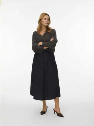 VERO MODA - VMBOOM LS V-NECK PULLOVER Chocolate Torte - Gr. - S