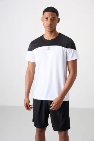 Herren-Farbenblockiertes Rundhals-T-Shirt