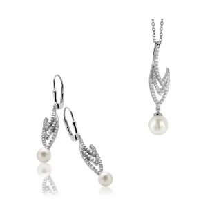 Orphelia Damen 925 Sterling Silber Set: Kettenanhänger + Ohrringe - Silber SET-5173