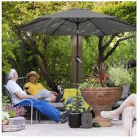 Outsunny Sonnenschirm mit Kurbel, LxB: 270x270 cm, Balkonschirm, Gartenschirm, für Garten Balkon Terrasse Dunkelgrau