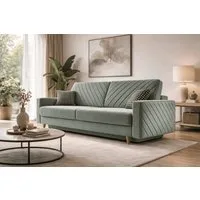 MOEBLO Schlafsofa CALIFORNIA, Sofa aus Samtstoff Couch für Wohnzimmer Sofagarnitur Polstersofa Wohnlandschaft Velours 230x96x97cm, mit Bettkasten und Schlaffunktion