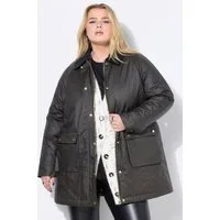 Studio Untold Outdoorjacke Coated-Jacke A-Line "Wachs"-Optik Cordkragen