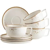 MÄSER Tasse Kaffeetassen-Set Pinta, aus Porzellan, 8-tlg., Porzellan, 8er Set, bestehend aus 4 Tassen und 4 Untertassen