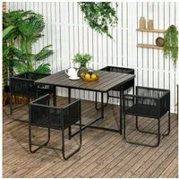 Outsunny Sitzgruppe 5-tlg. Polyrattan Gartenmöbel Set Esstisch mit 4 Stühlen, (Balkonmöbel, 5-tlg., Gartensitzgruppe), Gartensitzgruppe