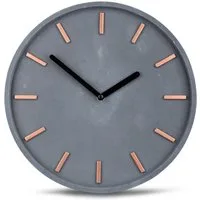 Levandeo® Wanduhr (Hochwertige Beton-Uhr Wanduhr ca. 30cm Grau Kupfer Uhrzeit modern)