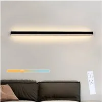 Nettlife LED Wandleuchte Dimmbar Schwarz Innen 15W 100CM Linear Wandlampe Flur Wohnzimmer, mit Fernbedienung, LED fest integriert, Wohnzimmer, Schlafzimmer, Flur, Küche, Treppenhaus