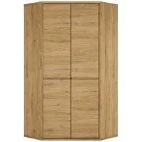 Lomadox Kleiderschrank SELMA-129 griffloser Eckschrank in Eiche mit Kleiderstange