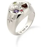 Elli Premium Siegelring Siegelring Vintage Saphir Quarz Mondstein Perle 925 Sterling Silber