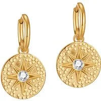 Firetti Paar Creolen Schmuck Geschenk Edelstahl Ohrschmuck Ohrringe Münze, mit Zirkonia (synth) - Einhänger abnehmbar