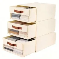 BlingBin Aufbewahrungskorb Kleiderschrank Organizer Aufbewahrungsschubladen 3er Pack, ausziehbar (3 Stück, 3 St., 40 cm x 32 cm x 17 cm), faltbar und stapelbar, mit Sichtfenster für Kleiderschrank, Wohnzimmer