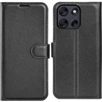 Wigento Smartphone-Hülle Für Motorola Moto G86 5G Kunstleder Book Wallet Tasche Hülle Schwarz, Kunstleder Hülle mit Kartenfächern und Standfunktion