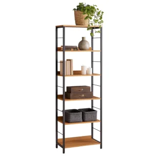 Begryf Standregal, Eiche, Schwarz, Holzwerkstoff, Metall, Vintage, Rechteckig, 60x178x30 cm, Wohnzimmer, Regale, Bücherregale