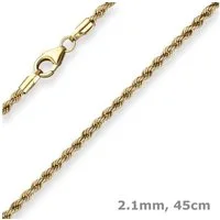 Schmuck Krone Goldkette 2,1mm Kordelkette hohl aus 333 Gelbgold 45cm, Gold 333