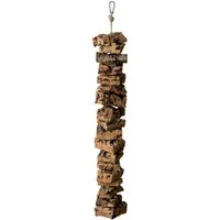 Kork-Deko.de Vogelspielplatz Große Vogel-Knabberkette aus Naturkorkrinde, 60 cm, Zum Sitzen, Spielen & Knabbern