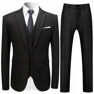 Schwarzer formeller 3-teiliger Anzug in Slim Fit