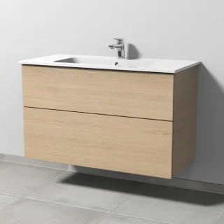 Sanipa 3way Waschtischunterbau zu Duravit ME by Starck Waschtisch mit 2 Auszügen, Eiche-Nordic SM72648