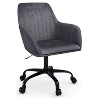 OTTO home Bürostuhl Perry2, eleganter Samtstuhl, schwarzes Drehkreuz,Polsterung in Längsnaht-Optik