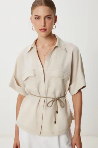 Lässiges Shirt mit Kordelzug und Bindedetail