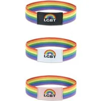 Made by Nami Armband Set 3er Set Elastische Stoffarmbänder Regenbogenfarben LGBTQ Merch Unisex, aus Stoff – farbenfroh – elastisch – im praktischen Set