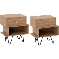 COSTWAY Nachttisch (2-St), 2er Set, mit Schublade & offenem Fach
