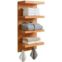 relaxdays Badregal Wandregal Bad mit 4 Ablagen & 2 Haken